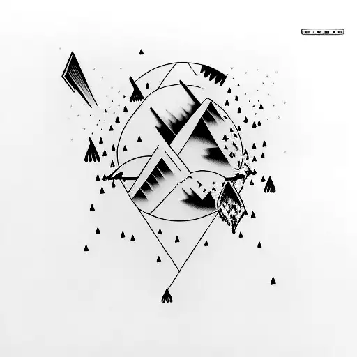 An lp vinyl with thunder and rain on it and the lyrics “thunder only happens when its raining” on it tattoo design idea