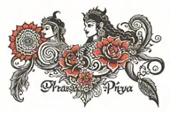 Pranshi + Priya name hidden tattoo design idea
