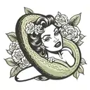 Black and White, Pop-art, Disney, Pinup, , A cartoonish drawing of a sexy Avocado looking back and winking tattoo design idea