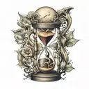 Hourglass, time, Spartan, ripped skin, never give up tattoo design idea