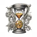 Hourglass, time, Spartan, ripped skin, never give up tattoo design idea