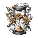 Hourglass, time, Spartan, ripped skin, never give up tattoo design idea
