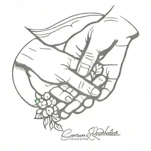 rosewood memorial for grandparents holding hands tattoo design idea