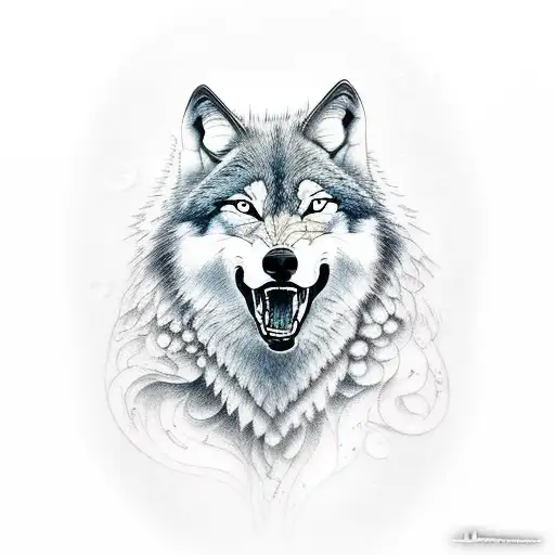 Wolf Snarling tattoo design idea