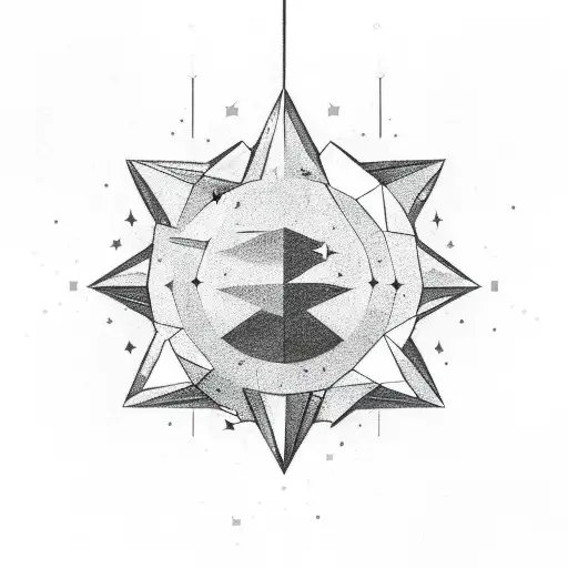 a minimalistic star, empty inside, with borders made of lightnings tattoo design idea