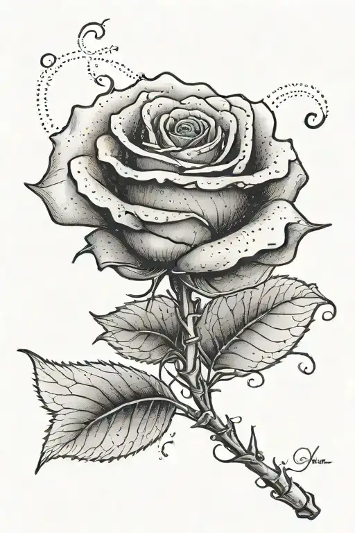 a rose with a handle which will be the name Neli and date of birth 24.12 tattoo design idea