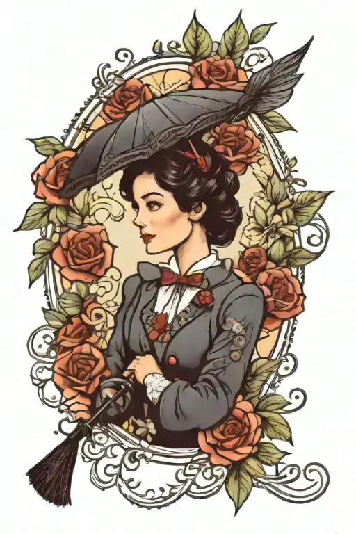 arm tattoo to memorialize my mother with a Mary poppins inspired boho feel tattoo design idea