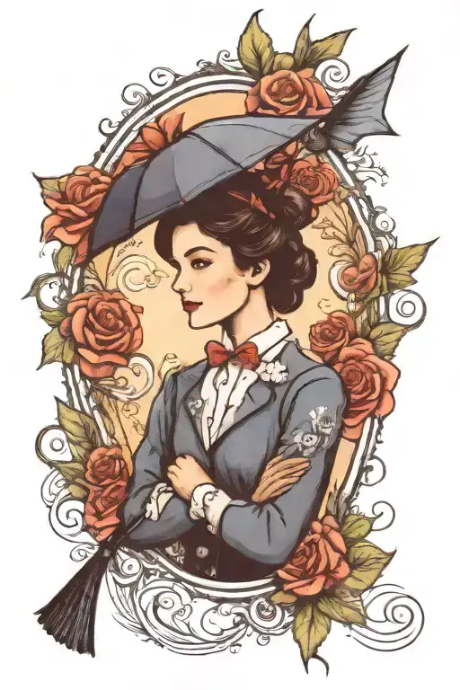 arm tattoo to memorialize my mother with a Mary poppins inspired boho feel tattoo design idea