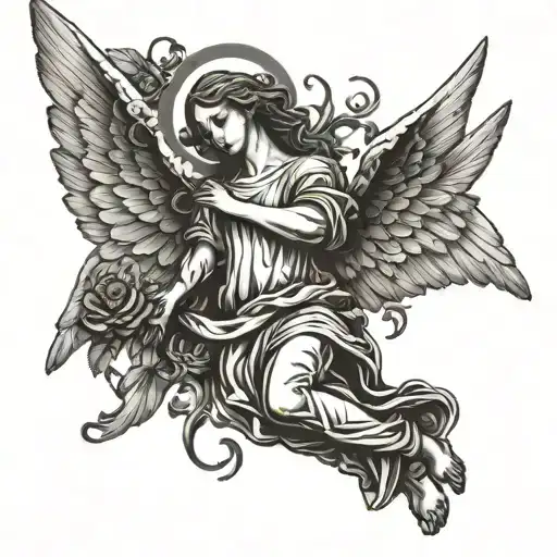 creepy biblically accurate angel  tattoo design idea