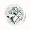 A detailed sketch of a lone wolf howling at the moon, embodying the beauty and strength found in solitude tattoo design idea