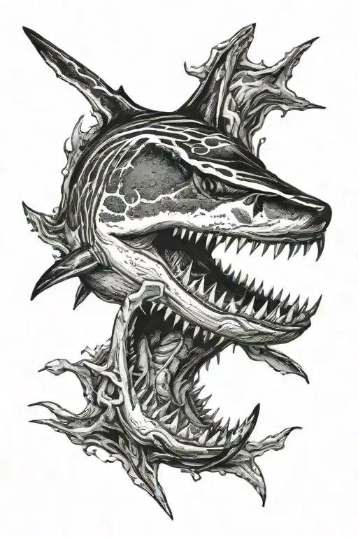 great white shark mouth open tattoo design idea