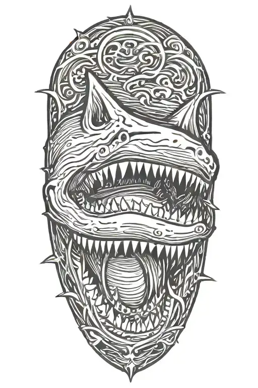 open great white shark mouth tattoo design idea
