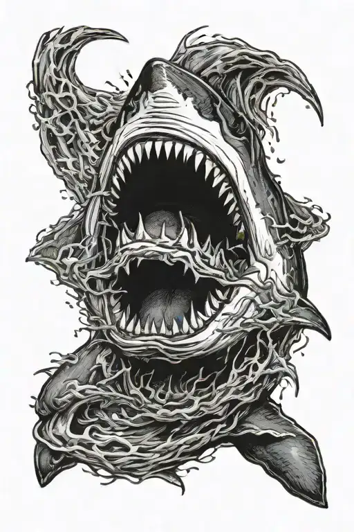 great white shark mouth open tattoo design idea