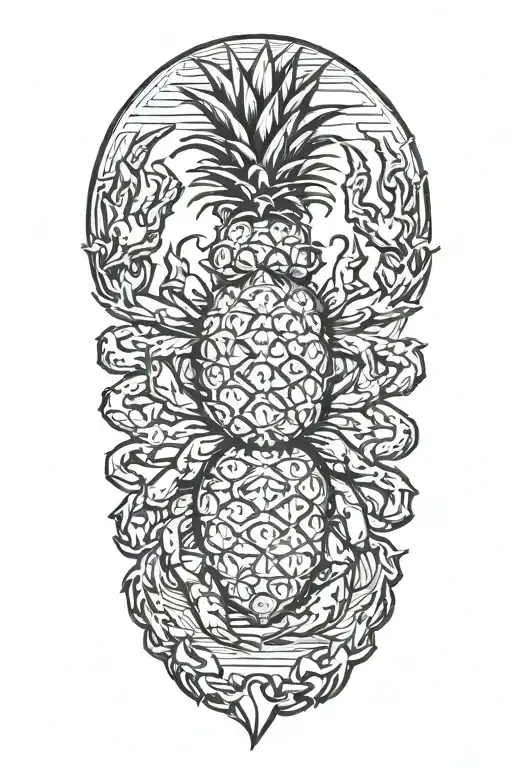 pineapple being eaten by crab tattoo design idea
