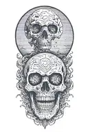 full moon with skull eyes in it over the ocean tattoo design idea