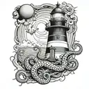 octopus wrapped around a lighthouse tattoo design idea