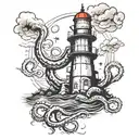 octopus wrapped around a lighthouse tattoo design idea