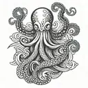 Japanese-style waves with an octopus intertwined within tattoo design idea