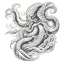 Japanese-style waves with an octopus intertwined within tattoo design idea