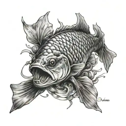 passion, carp fishing tattoo design idea