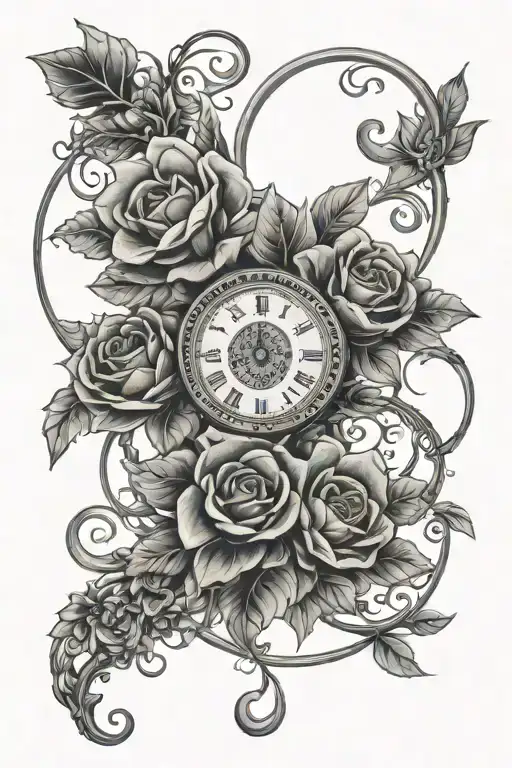 weight loss scale lace flowers intertwined tattoo design idea