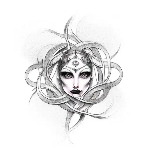 Sensual zodiac signs intertwined with elegant dance poses tattoo design idea