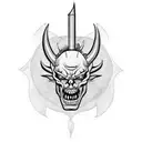 devil committing suicide tattoo design idea
