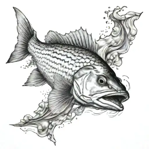 redfish swimming tattoo design idea