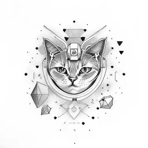 Space Nebula Cat tattoo design idea