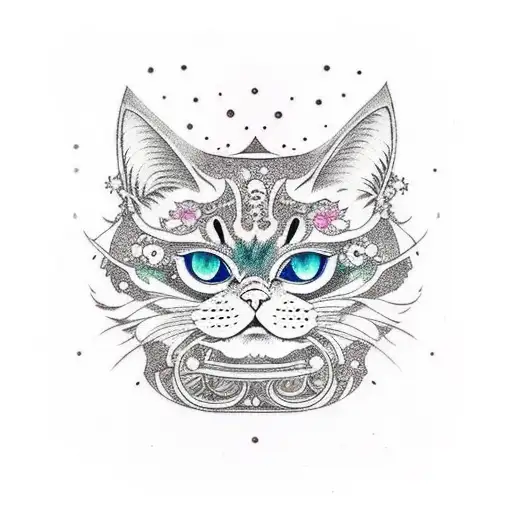 Space Cat tattoo design idea
