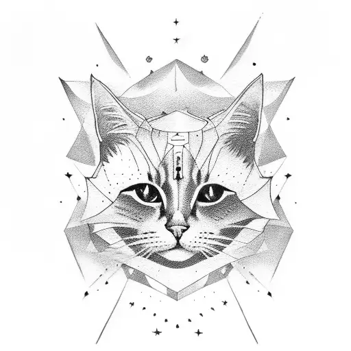 Space Cat tattoo design idea