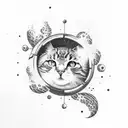 Space Nebula Cat tattoo design idea