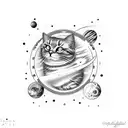 Space Nebula Cat tattoo design idea