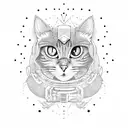 Space Cat tattoo design idea