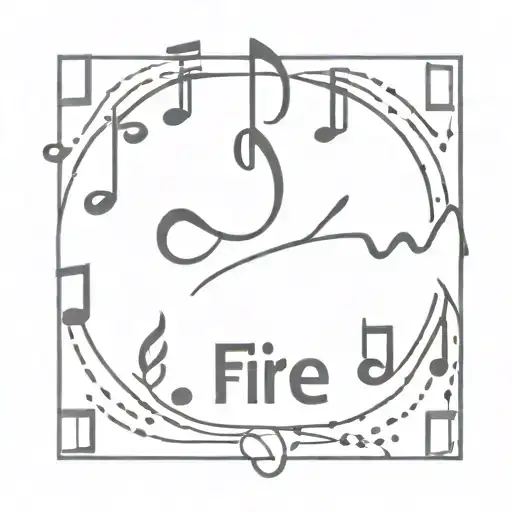 Camp fire that sparks musical notes  tattoo design idea