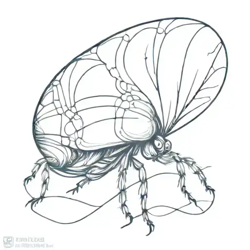 roly poly bug next to a blue sway shoe  tattoo design idea
