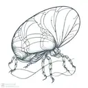 roly poly bug next to a blue sway shoe  tattoo design idea