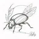 roly poly bug next to a blue sway shoe  tattoo design idea