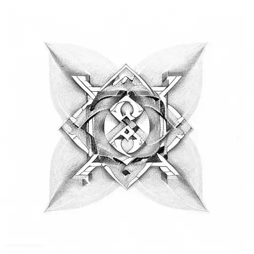 the mathematical symbol Aleph Null embedded in a symmetrical shape tattoo design idea