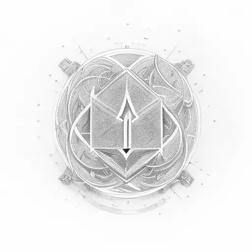 the mathematical symbol Aleph Null embedded in a symmetrical shape tattoo design idea