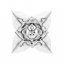 the mathematical symbol Aleph Null embedded in a symmetrical shape tattoo design idea