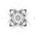 the mathematical symbol Aleph Null embedded in a symmetrical shape tattoo design idea