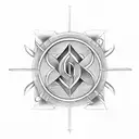 the mathematical symbol Aleph Null embedded in a symmetrical shape tattoo design idea