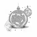 labyrinth with smoke and time tattoo design idea