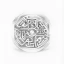 labyrinth with smoke and time tattoo design idea