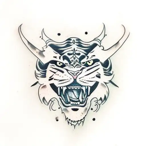 sabertooth tiger skull tattoo design idea