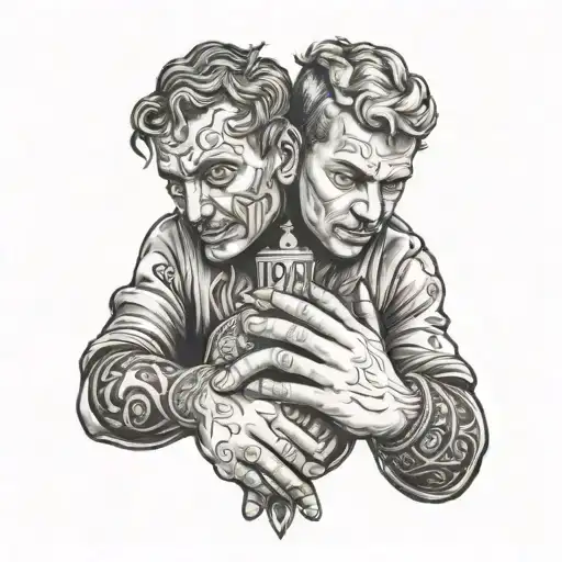 big brother holding hands praying tattoo design idea