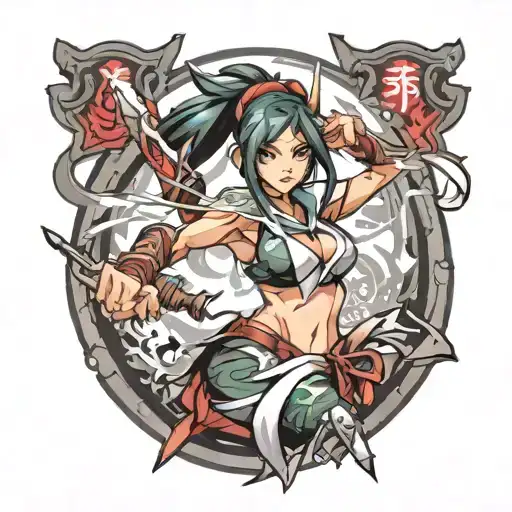 akali league of legends tattoo design idea