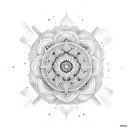 mandala on the elbow tattoo design idea