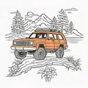 jeep cherokee infront of nature scene nebraska state outline tattoo design idea